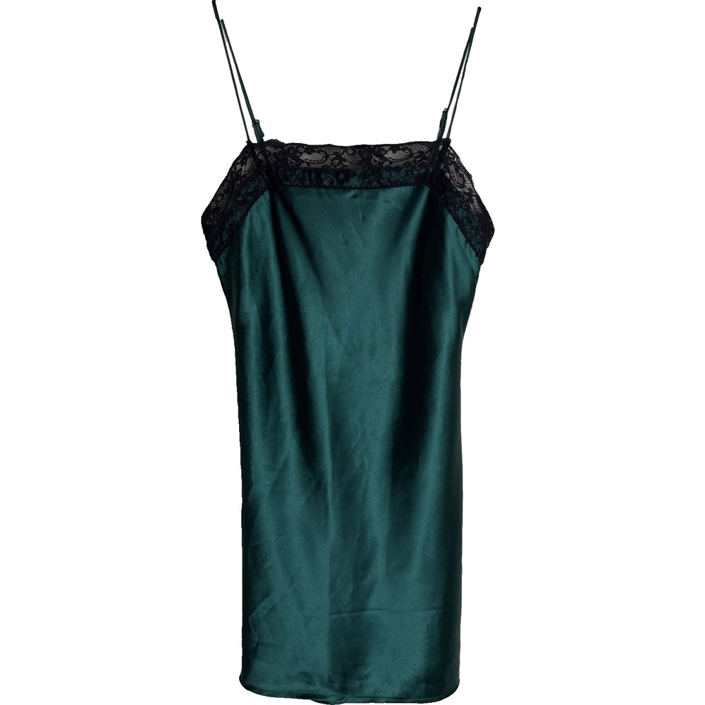 Abercrombie & Fitch Slip Mini Dress Satin Lace Trim Womens XS Green 90s Hoco